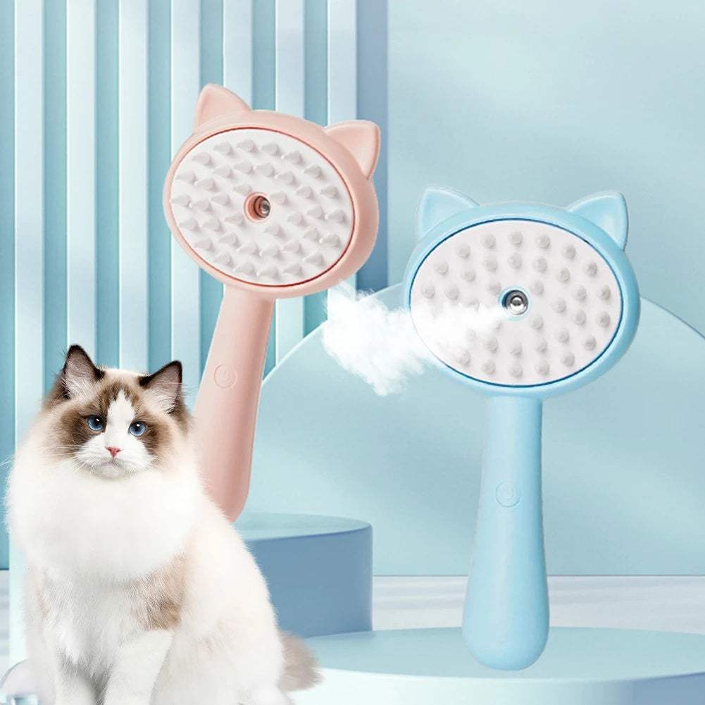 Multifunctional hair cleaning brush with mist for cat grooming and shedding reduction