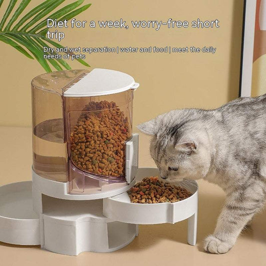 Automatic water change pet feeder for cats and dogs in dark gray, royal blue, and watermelon red colors