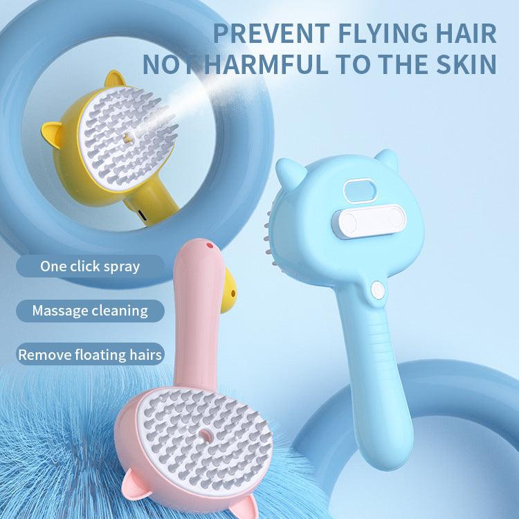 Multifunctional hair cleaning brush with mist for cat grooming and shedding reduction