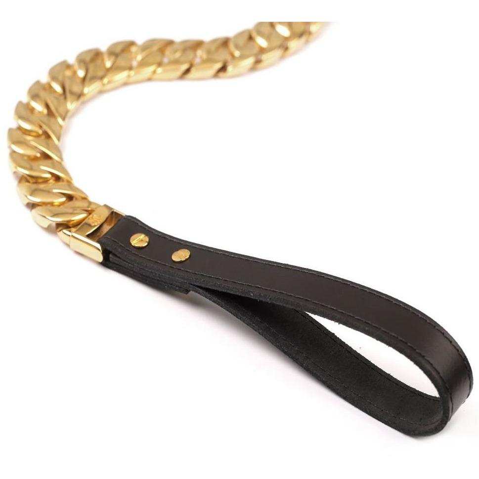 Kilo Cuban Link 14K gold plated luxury dog leash for XL dogs