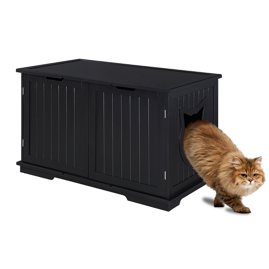 X-Large Cat Washroom Bench wooden litter box enclosure with adjustable entrance and removable partition