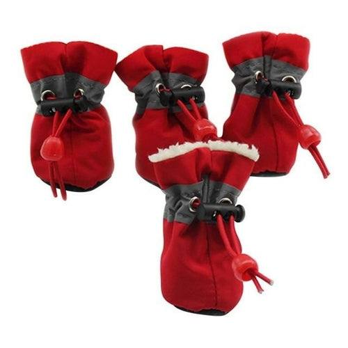 Dogs winter warm shoes 4 pcs set with anti-slip soles and reflective strips for paw protection