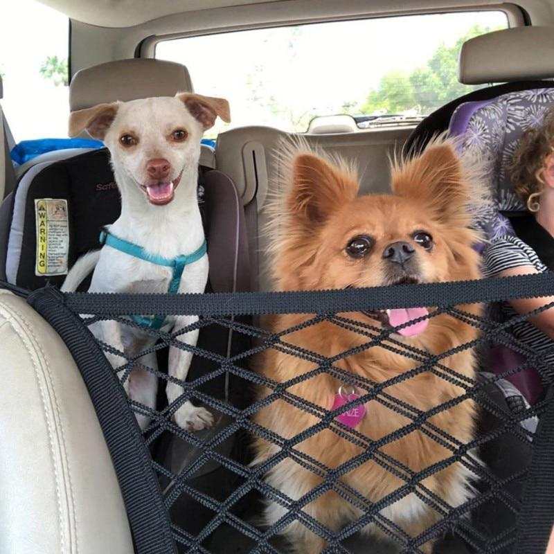 Black premium pet car net petition made of polyester mesh for rear seat safety and storage