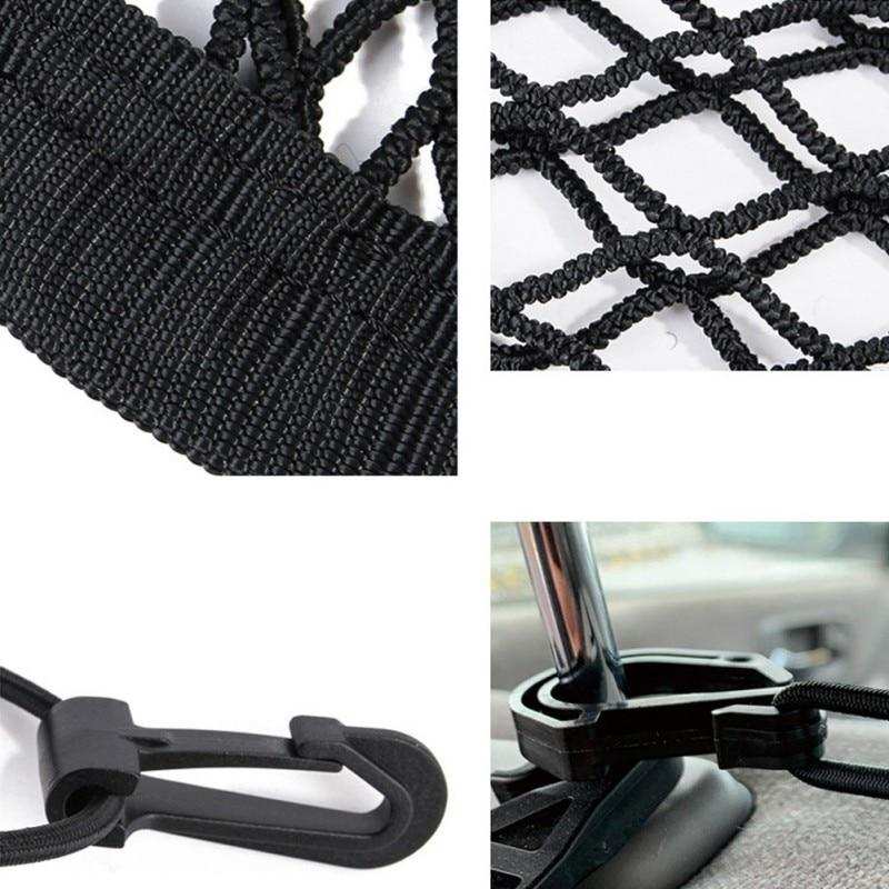 Black premium pet car net petition made of polyester mesh for vehicle safety and storage.