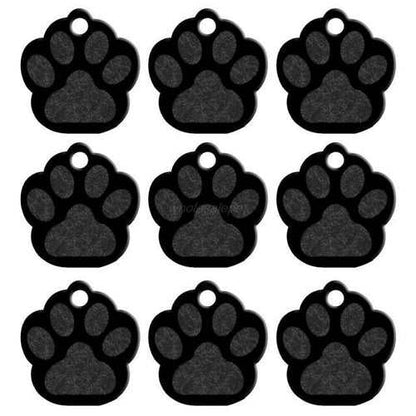 Customizable 2-sided paw shape dog name ID tags in multiple colors, aluminum material for collars