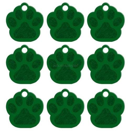 Colorful 2-sided aluminum paw-shaped dog name ID tags for collars, customizable, MOQ 20 pcs
