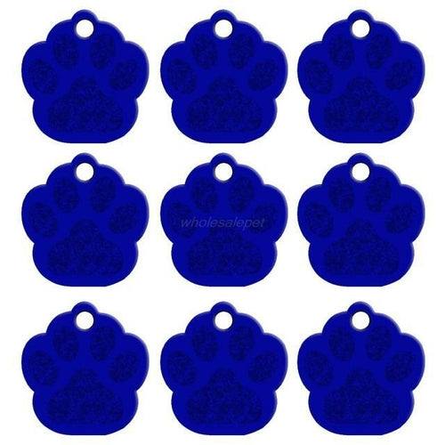 Personalized dog name ID tags in colorful paw shapes made of aluminum, double-sided for collars and leads
