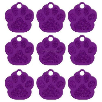 Personalized 2-sided aluminum dog name ID tags in paw shape, multiple colors
