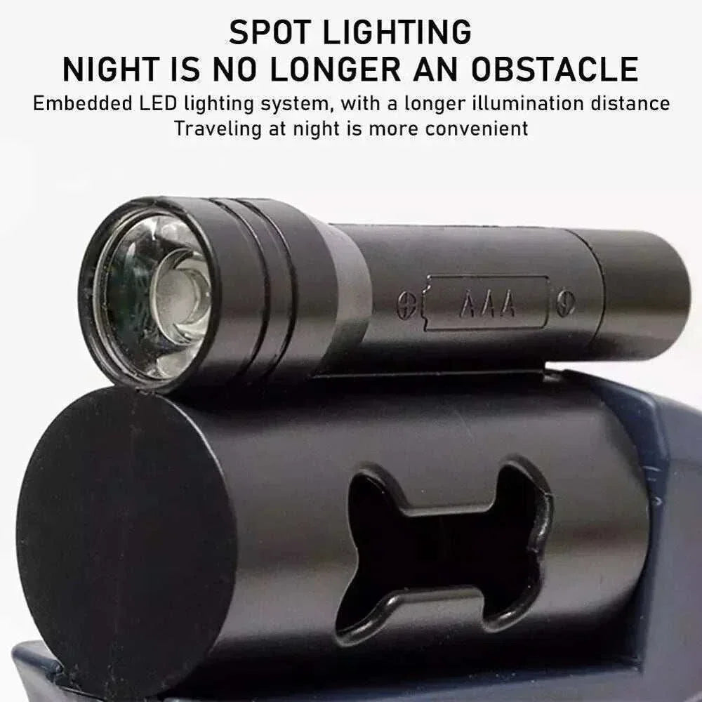 Dual pet leash with 360° swivel, reflective strips, built-in night light, and ergonomic handle for double dog walking